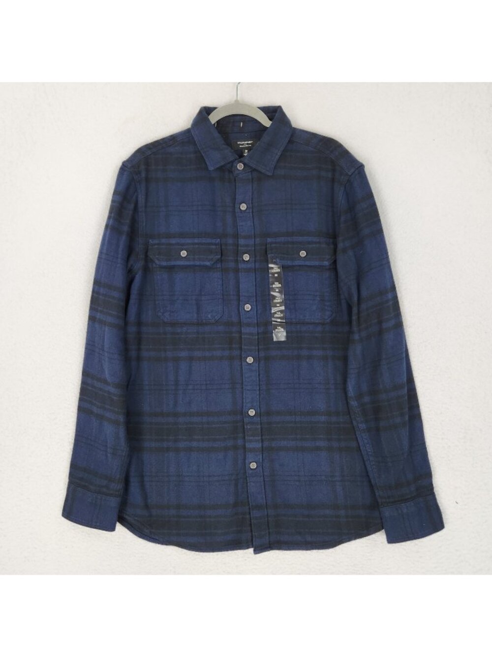 Banana Republic Shirt Mens Medium Tall Blue Plaid Heavyweight Flannel Button Up